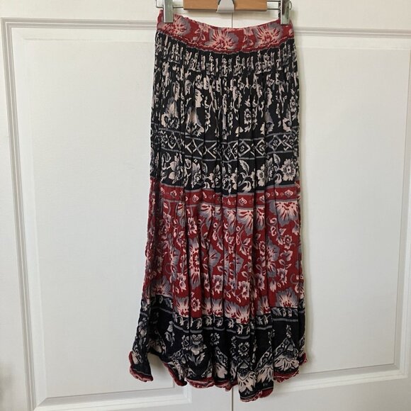 Vintage Jessie Midi Skirt Womens Floral Cotton Gauze Boho Hippie Pull On Comfy - Picture 7 of 9